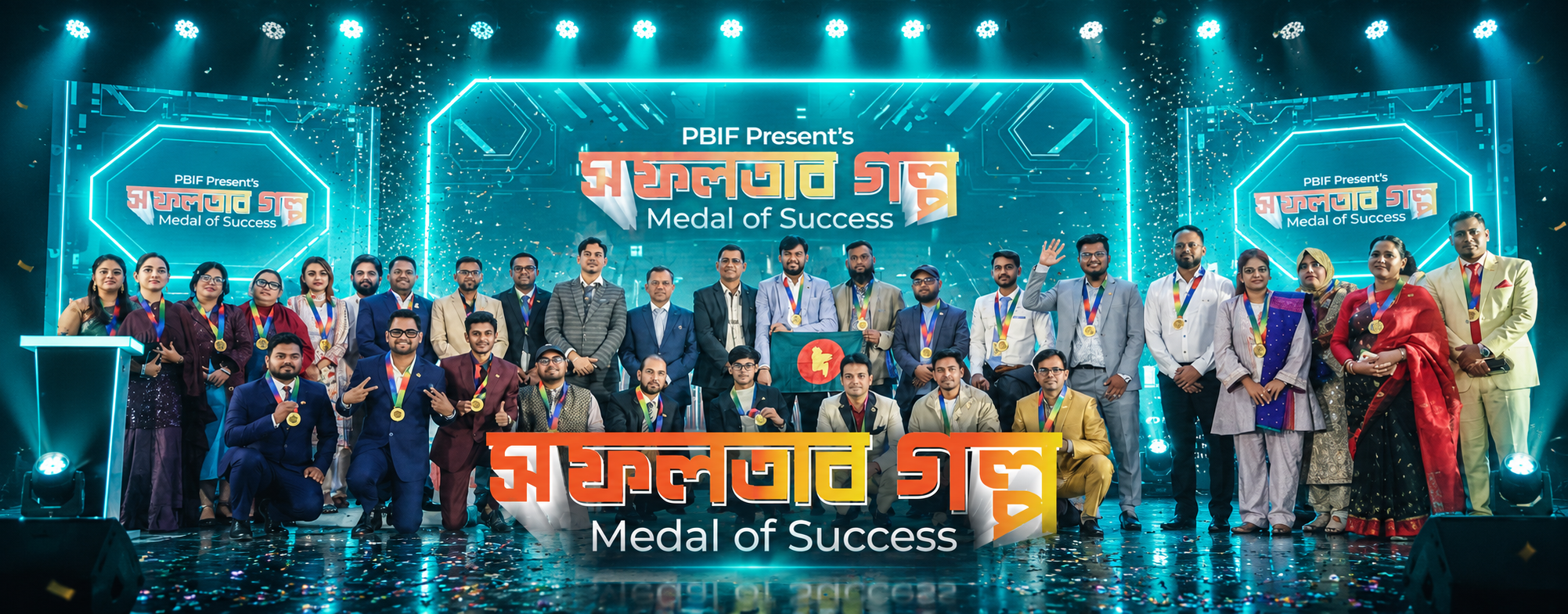 Bangladesh medal winners in teal glow